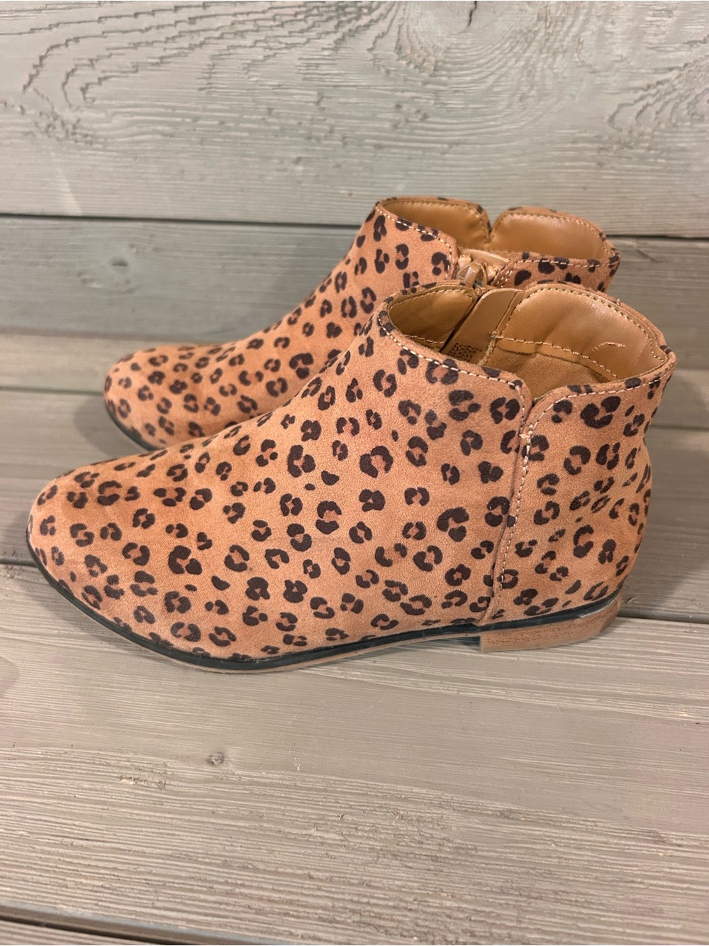 Girls Leopard Print Ankle Boots